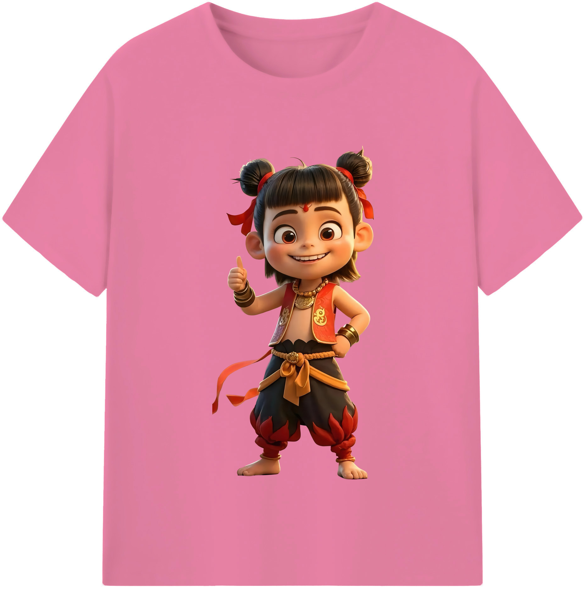 （画像用） Ne Zha 2 ナタ 魔童の大暴れ 綿100％半袖Tシャツ（フロントプリント）